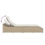 Tumbona plegable con cojín y espacio beige ratán sintético de , Tumbonas - Ref: Foro24-4104224, Precio: 233,92 €, Descuento: %