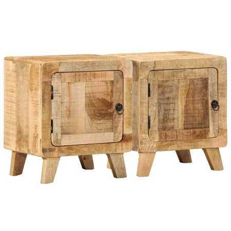 Mesilla de noche 2 uds 40x32x46 cm madera mango rugosa de , Mesitas de noche - Ref: Foro24-4104508, Precio: 210,44 €, Descuen...