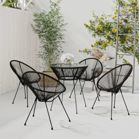 Juego de comedor de jardín 5 piezas ratán PVC negro de vidaXL, Conjuntos de jardín - Ref: Foro24-3060280, Precio: 499,88 €, D...