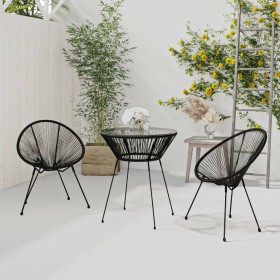 Juego de comedor de jardín 3 piezas ratán PVC negro de vidaXL, Conjuntos de jardín - Ref: Foro24-3060279, Precio: 274,31 €, D...