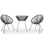 Juego de comedor de jardín 3 piezas ratán PVC negro de vidaXL, Conjuntos de jardín - Ref: Foro24-3060279, Precio: 274,31 €, D...