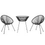 Juego de comedor de jardín 3 piezas ratán PVC negro de vidaXL, Conjuntos de jardín - Ref: Foro24-3060279, Precio: 274,31 €, D...