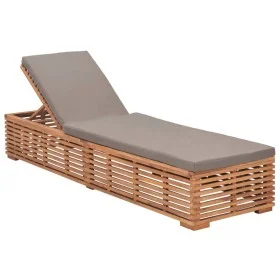 Tumbona con cojín madera maciza de teca gris oscuro de vidaXL, Tumbonas - Ref: Foro24-316038, Precio: 255,59 €, Descuento: %
