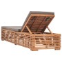 Tumbona con cojín madera maciza de teca gris oscuro de vidaXL, Tumbonas - Ref: Foro24-316038, Precio: 258,59 €, Descuento: %