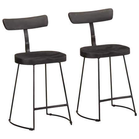 Taburetes de barra 2 uds negro 49x43x79 cm madera maciza mango de , Taburetes de cocina - Ref: Foro24-4013517, Precio: 118,41...