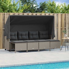 Set de sofás jardín y cojines 5 pzas ratán sintético gris claro en Conjuntos de jardín | Comprar online en Foru.es