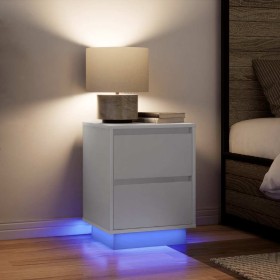 Mesillas de noche con luces LED 2 uds blanco 38x34x50 cm de , Mesitas de noche - Ref: Foro24-861284, Precio: 96,75 €, Descuen...