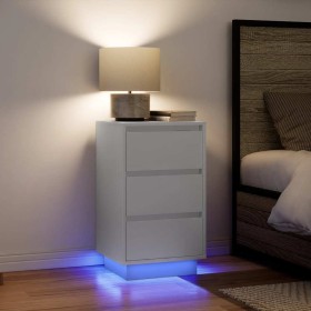 Mesilla de noche con luces LED blanca 38x34x65 cm de , Mesitas de noche - Ref: Foro24-861301, Precio: 75,49 €, Descuento: %