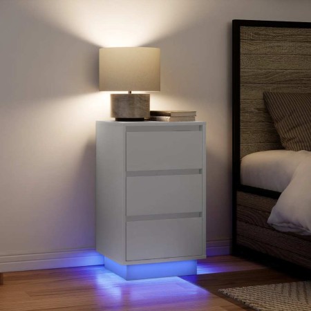 Mesilla de noche con luces LED blanca 38x34x65 cm de , Mesitas de noche - Ref: Foro24-861301, Precio: 75,49 €, Descuento: %