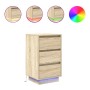 Mesilla de noche con luces LED roble sonoma 38x34x65 cm de , Mesitas de noche - Ref: Foro24-861303, Precio: 71,96 €, Descuent...