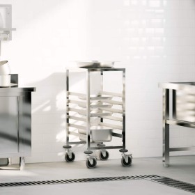 Carro con bandejas y 6 contenedores GN 39x55x87 cm de , Carros de cocina y comedor - Ref: Foro24-4108073, Precio: 117,78 €, D...