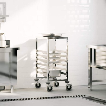 Carro con bandejas y 6 contenedores GN 39x55x87 cm de , Carros de cocina y comedor - Ref: Foro24-4108073, Precio: 117,78 €, D...
