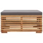 Set de mesa reposapiés de jardín cojín gris oscuro madera teca de vidaXL, Sofás modulares de exterior - Ref: Foro24-316042, P...