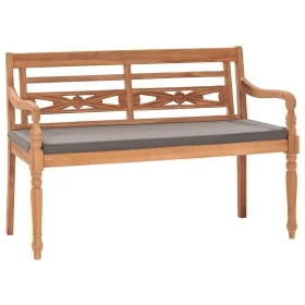 Banco Batavia madera maciza de teca con cojín gris oscuro 120cm de vidaXL, Bancos de jardín - Ref: Foro24-316030, Precio: 207...