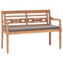 Banco Batavia madera maciza de teca con cojín gris oscuro 120cm de vidaXL, Bancos de jardín - Ref: Foro24-316030, Precio: 210...