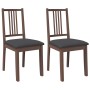 Sillas de comedor con cojines 2 uds madera maciza marrón caucho de , Sillas de comedor - Ref: Foro24-4102396, Precio: 103,37 ...