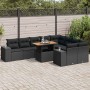 Set sofás jardín y cojines 10 pzas ratán sintético acacia negro de , Conjuntos de jardín - Ref: Foro24-3327415, Precio: 704,7...