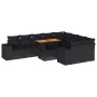 Set sofás jardín y cojines 10 pzas ratán sintético acacia negro de , Conjuntos de jardín - Ref: Foro24-3327415, Precio: 704,7...