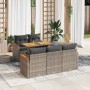 Set sofás jardín y cojines 6 pzas ratán sintético acacia gris de , Conjuntos de jardín - Ref: Foro24-3327441, Precio: 423,38 ...