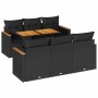 Set sofás jardín y cojines 7 pzas ratán sintético acacia negro de , Conjuntos de jardín - Ref: Foro24-3327443, Precio: 563,73...