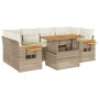 Set sofás jardín y cojines 7 pzas ratán sintético acacia beige de , Conjuntos de jardín - Ref: Foro24-3327565, Precio: 577,10...