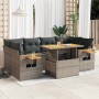Set sofás jardín y cojines 7 pzas ratán sintético acacia gris de , Conjuntos de jardín - Ref: Foro24-3327567, Precio: 504,98 ...