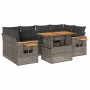 Set sofás jardín y cojines 7 pzas ratán sintético acacia gris de , Conjuntos de jardín - Ref: Foro24-3327567, Precio: 504,98 ...