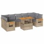Set sofás jardín y cojines 8 pzas ratán sintético acacia beige de , Conjuntos de jardín - Ref: Foro24-3327573, Precio: 574,83...