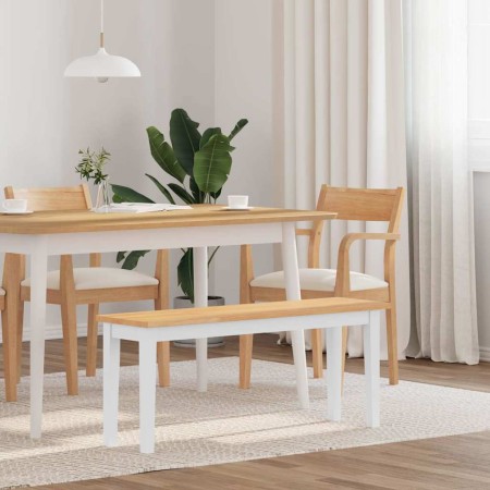 Banco 110 cm madera maciza caucho blanco de , Bancos de comedor y cocina - Ref: Foro24-4102607, Precio: 85,92 €, Descuento: %