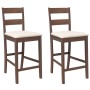 Taburetes de bar con cojines 2 uds madera maciza marrón caucho de , Taburetes de cocina - Ref: Foro24-4102555, Precio: 136,92...
