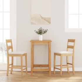 Taburetes de bar con cojines 2 uds madera maciza natural caucho de , Taburetes de cocina - Ref: Foro24-4102557, Precio: 137,3...