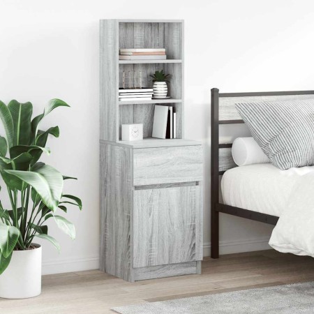 Mesilla de noche gris Sonoma 39x35x125 cm madera de ingeniería de , Mesitas de noche - Ref: Foro24-861315, Precio: 81,42 €, D...
