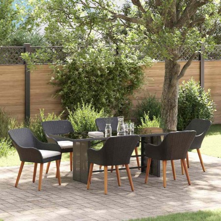 Conjunto de Comedor de Jardín 7 pcs Negro ratán sintético en Mesas de jardín | Comprar online en Foru.es