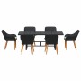 Conjunto de Comedor de Jardín 7 pcs Negro ratán sintético en Mesas de jardín | Comprar online en Foru.es