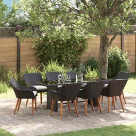 Conjunto de Comedor de Jardín 9 pcs Negro ratán sintético en Mesas de jardín | Comprar online en Foru.es