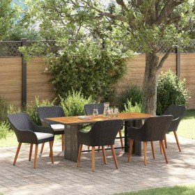 Conjunto de Comedor de Jardín 7 pcs Negro ratán sintético en Mesas de jardín | Comprar online en Foru.es