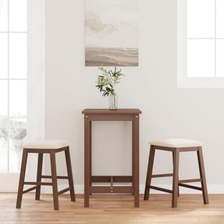 Sillas de bar con cojines 2 uds madera maciza marrón caucho de , Taburetes de cocina - Ref: Foro24-4102576, Precio: 106,96 €,...
