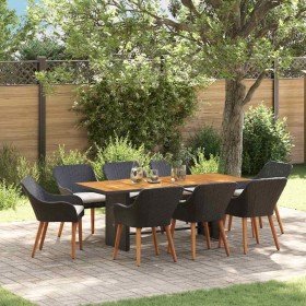 Conjunto de Comedor de Jardín 9 pcs Negro ratán sintético en Mesas de jardín | Comprar online en Foru.es