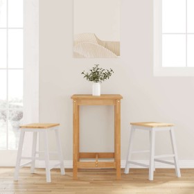 Sillas de bar 2 uds madera maciza blanca caucho de , Taburetes de cocina - Ref: Foro24-4102581, Precio: 108,34 €, Descuento: %