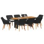 Conjunto de Comedor de Jardín 9 pcs Negro ratán sintético en Mesas de jardín | Comprar online en Foru.es