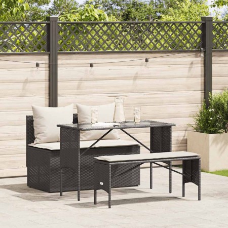 Set comedor de jardín 3 pzas con cojines ratán sintético negro de , Conjuntos de jardín - Ref: Foro24-4104181, Precio: 250,60...