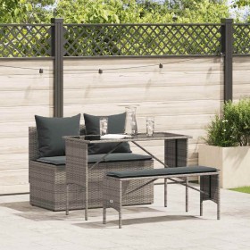 Set comedor de jardín 3 piezas con cojines ratán sintético gris de , Conjuntos de jardín - Ref: Foro24-4104183, Precio: 258,9...