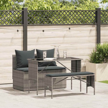 Set comedor de jardín 3 piezas con cojines ratán sintético gris de , Conjuntos de jardín - Ref: Foro24-4104183, Precio: 258,9...