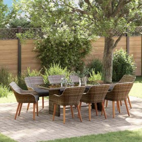 Conjunto de Comedor de Jardín 9 pcs Gris ratán sintético en Mesas de jardín | Comprar online en Foru.es
