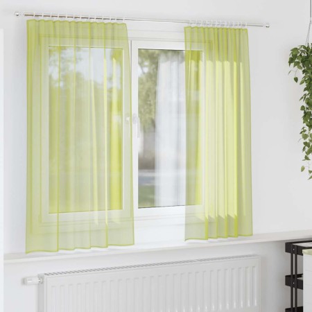 Cortinas de gasa con trabillas 2 uds. verde manzana de , Cortinas y visillos - Ref: Foro24-4102251, Precio: 13,13 €, Descuent...
