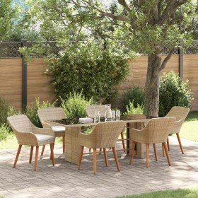 Conjunto de Comedor de Jardín 7 pcs Beige ratán sintético en Mesas de jardín | Comprar online en Foru.es