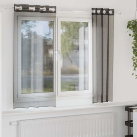 Cortinas de gasa con ojales 2 uds negro 140x140 cm de , Cortinas y visillos - Ref: Foro24-4102059, Precio: 13,43 €, Descuento: %