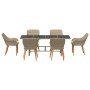 Conjunto de Comedor de Jardín 7 pcs Beige ratán sintético en Mesas de jardín | Comprar online en Foru.es