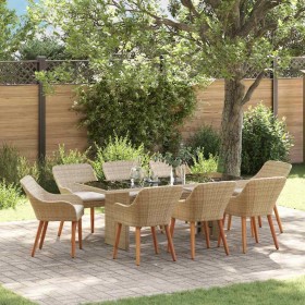 Conjunto de Comedor de Jardín 9 pcs Beige ratán sintético en Mesas de jardín | Comprar online en Foru.es