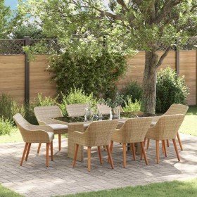 Conjunto de Comedor de Jardín 9 pcs Beige ratán sintético en Mesas de jardín | Comprar online en Foru.es